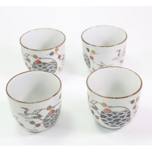  We pay your sales tax White Crane Heron Japanese Teapot set with 4 Tea Cups ~ Japanese Antique Design and Filter Gift/Birthday gift/Kitchen/Teapot/idea for gift ~ We Pay Your Sales Tax