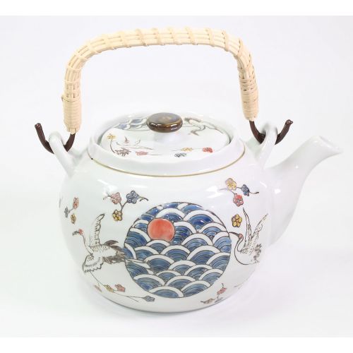  We pay your sales tax White Crane Heron Japanese Teapot set with 4 Tea Cups ~ Japanese Antique Design and Filter Gift/Birthday gift/Kitchen/Teapot/idea for gift ~ We Pay Your Sales Tax