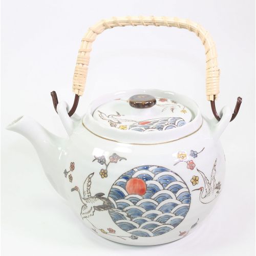  We pay your sales tax White Crane Heron Japanese Teapot set with 4 Tea Cups ~ Japanese Antique Design and Filter Gift/Birthday gift/Kitchen/Teapot/idea for gift ~ We Pay Your Sales Tax