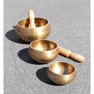 We pay your sales tax 3 Pcs Tibetan Singing Bowl Standing Bell Set Himalayan Bowl For Chakras Meditation Mind Healing Peace of Heart Prayer Yoga Religion Buddhist Bowl w 3 Mallet Wooden Striker명상종 싱잉볼