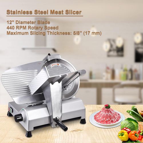 [아마존베스트]WeChef Commercial Electric Meat Slicer 12 inch Stainless Steel Blade Deli Cheese Food Cutter Restaurant Home