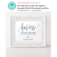 WeDoHoney Wedding Favor Sign, Navy Wedding Template, Fully Editable Wedding Favors Sign, Wedding Favor Printable, Downloadable Wedding #WDH303_8