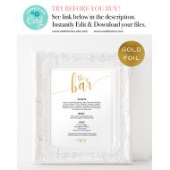 /WeDoHoney Gold Bar menu wedding, Bar menu sign, Drinks Sign, Bar menu printable, Trending Wedding, Edit now, Downloadable wedding #WDH0229