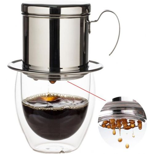  WeHome Coffee Maker Pot, Stainless Steel Vietnamese Coffee Drip Filter Maker Single Cup Coffee Drip Brewer - Portable for Home Kitchen Office Outdoor Use - Best Gift Choice for Baristas a