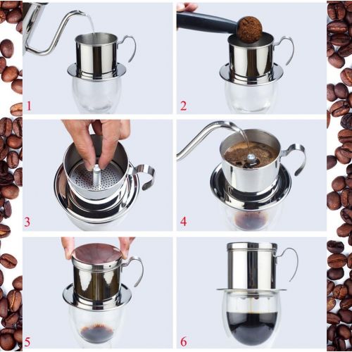  WeHome Coffee Maker Pot, Stainless Steel Vietnamese Coffee Drip Filter Maker Single Cup Coffee Drip Brewer - Portable for Home Kitchen Office Outdoor Use - Best Gift Choice for Baristas a