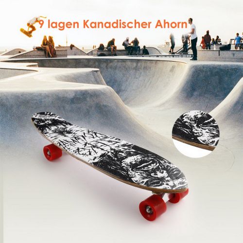  WeSkate Mini Cruiser Board 71cm Retro Komplettboard Vintage Skateboard mit Holz Deck aus 9-lagigem kanadischem Ahornholz fuer Erwachsene Kinder Jungen Maedchen