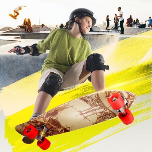  WeSkate Mini Cruiser Board 71cm Retro Komplettboard Vintage Skateboard mit Holz Deck aus 9-lagigem kanadischem Ahornholz fuer Erwachsene Kinder Jungen Madchen