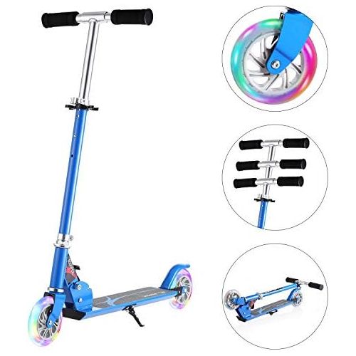  WeSkate Scooter for Kids Foldable Adjustable Height Kick Scooter 2 Light Up Wheels Kids Scooters for Boys Girls Child Age 3-12 Pink