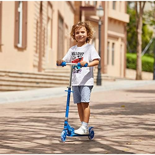  WeSkate Scooter for Kids with LED Light Up Wheels, Adjustable Height Kick Scooters for Boys and Girls, Rear Fender Break|5lb Lightweight Folding Kids Scooter, 110lb Weight Capacity