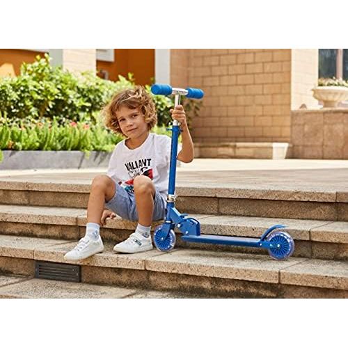  WeSkate Scooter for Kids with LED Light Up Wheels, Adjustable Height Kick Scooters for Boys and Girls, Rear Fender Break|5lb Lightweight Folding Kids Scooter, 110lb Weight Capacity