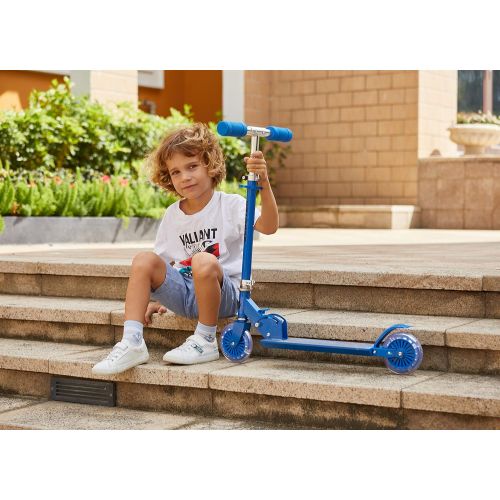  WeSkate Scooter for Kids with LED Light Up Wheels, Adjustable Height Kick Scooters for Boys and Girls, Rear Fender Break|5lb Lightweight Folding Kids Scooter, 110lb Weight Capacity