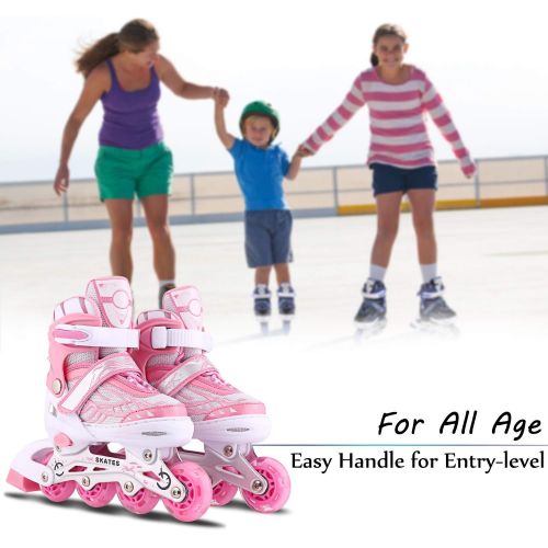  Weskate Adjustable Inline Skates for Kids and Adults Women Full Light Up Blades Roller Skates Boys Girls in Line Skating for Indoor or Outdoor Use