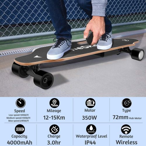  WeSkate Electric Longboard Wireless Remote Control Complete Skateboard Cruiser for Cruising, Carving, Free-Style and Downhill, 8 Layers Maple Skateboard for Adults and Youths