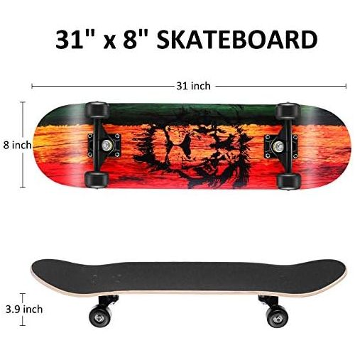  WeSkate Skateboards for Girls Boys Beginners, 31 x 8 Complete Standard Skateboard for Teens & Adults, 7 Layer Canadian Maple Double Kick Concave Skate Board, Birthday Gifts for Kid