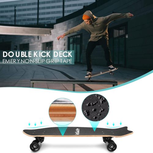  WeSkate Cruiser Skateboards for Beginners, 27 Inch Complete Skateboard for Kids Teens Adults, 7 Layer Canadian Maple Double Kick Deck Concave Trick Skateboard with All-in-One Skate