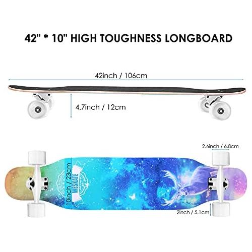  WeSkate 42 Inch Freeride Longboard 8 Ply Canadian Maple Downhill Skateboard Cruiser Complete for Cruising, Carving, Dancing, Free-Style and Downhill for Beginners Teens Adults Men