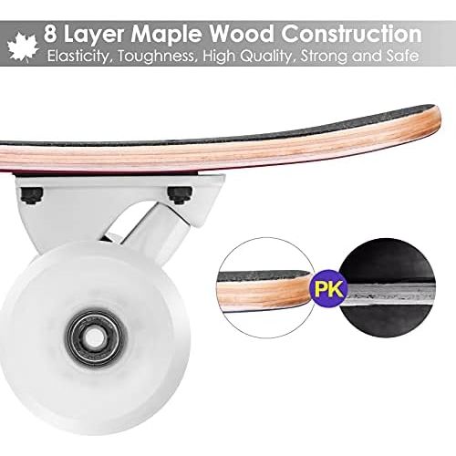  WeSkate 42 Inch Freeride Longboard 8 Ply Canadian Maple Downhill Skateboard Cruiser Complete for Cruising, Carving, Dancing, Free-Style and Downhill for Beginners Teens Adults Men