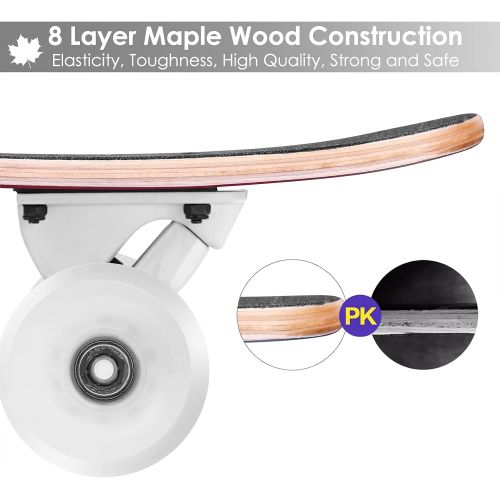 WeSkate 42 Inch Freeride Longboard 8 Ply Canadian Maple Downhill Skateboard Cruiser Complete for Cruising, Carving, Dancing, Free-Style and Downhill for Beginners Teens Adults Men