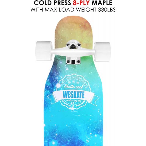  WeSkate 42 Inch Freeride Longboard 8 Ply Canadian Maple Downhill Skateboard Cruiser Complete for Cruising, Carving, Dancing, Free-Style and Downhill for Beginners Teens Adults Men