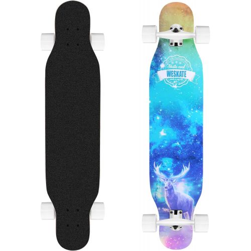  WeSkate 42 Inch Freeride Longboard 8 Ply Canadian Maple Downhill Skateboard Cruiser Complete for Cruising, Carving, Dancing, Free-Style and Downhill for Beginners Teens Adults Men