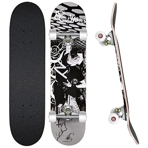  WeSkate Standard Skateboards for Kids 31x8 Complete Skateboard for Boys Girls Teens, 7 Layer Canadian Maple Double Kick Concave Cruiser Trick Skate Board for Beginners Youth Adults