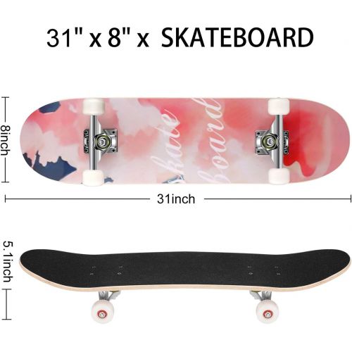  WeSkate Standard Skateboards for Kids 31x8 Complete Skateboard for Boys Girls Teens, 7 Layer Canadian Maple Double Kick Concave Cruiser Trick Skate Board for Beginners Youth Adults