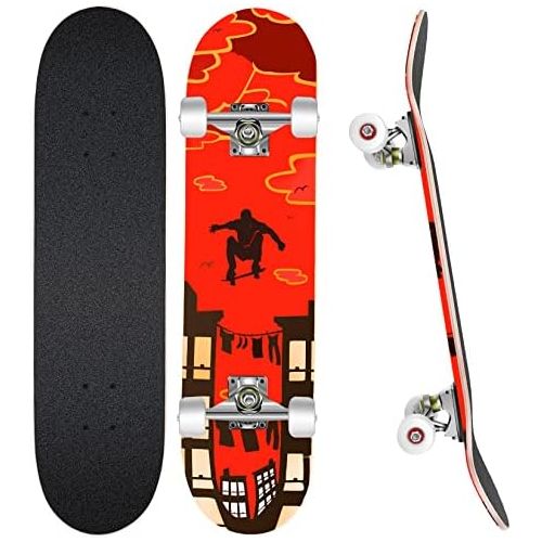  WeSkate Standard Skateboards for Kids 31x8 Complete Skateboard for Boys Girls Teens, 7 Layer Canadian Maple Double Kick Concave Cruiser Trick Skate Board for Beginners Youth Adults