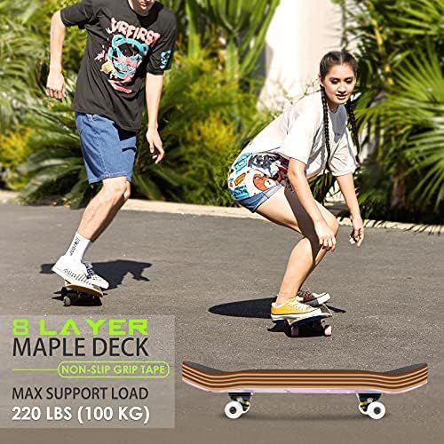  WeSkate Upgraded Skateboards for Beginners, 31 x 8 Complete Standard Skateboards for Kids Teen Boys & Girls, 8 Layer Canadian Maple Double Kick Concave Cruiser Skateboard with All-