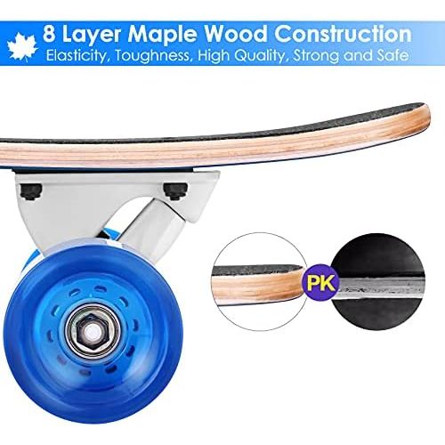  WeSkate Longboards 42 Skateboard for Teen Girls Adults Beginners, Complete Skateboard with ABEC-9 Bearings, 8-ply Maple Drop-Through Freeride Skateboards Cruiser with Tool
