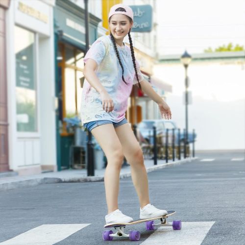  WeSkate Longboards 42 Skateboard for Teen Girls Adults Beginners, Complete Skateboard with ABEC-9 Bearings, 8-ply Maple Drop-Through Freeride Skateboards Cruiser with Tool