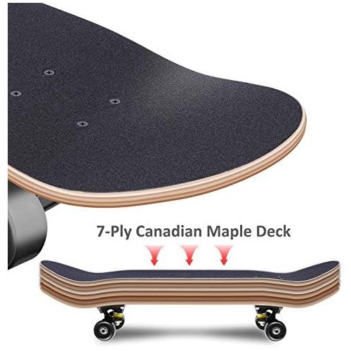  WeSkate Skateboards for Beginners, 31x8 Complete Skateboard for Kids Teens & Adults, ABEC-11 Bearing 7 Layer Canadian Maple Double Kick Deck Concave Trick Skateboard