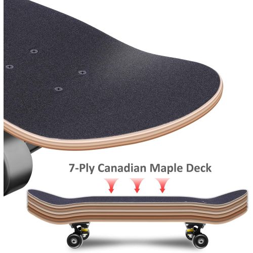  WeSkate Skateboards for Beginners, 31x8 Complete Skateboard for Kids Teens & Adults, ABEC-11 Bearing 7 Layer Canadian Maple Double Kick Deck Concave Trick Skateboard