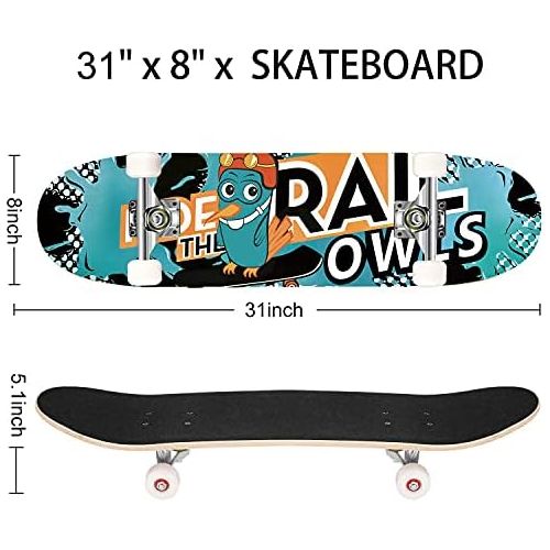  WeSkate Cruiser Skateboards for Beginners, 27 Inch Complete Skateboard for Kids Teens Adults, 7 Layer Canadian Maple Double Kick Deck Concave Trick Skateboard with All-in-One Skate