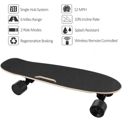  [아마존베스트]WeSkate Electric Skateboard Complete Longboard Cruiser for Kids Teens Youths Adults with Wireless Remote Control Max Speed 12 MPH, 7 Layers Maple E-Skateboard