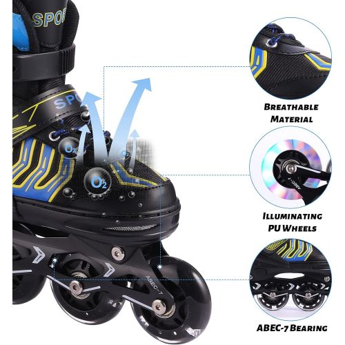  Weskate Adjustable Inline Skates for Kids and Adults Roller Women Blades with Light Up Wheels for Girls Boy Beginner Blades Roller Skates for Outdoor and Indoor