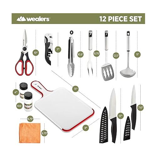  Camp Kitchen Cooking Utensil Set Travel Organizer Grill Accessories Portable Compact Gear for Backpacking BBQ Camping Hiking Travel Cookware Kit Water Resistant Case