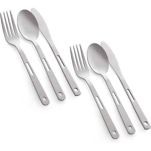  Wealers Unique Complete Messware Kit Polished Stainless Steel Dishes Set Tableware Dinnerware Camping Includes - Cups Plates Bowls Cutlery Comes in Mesh Bags