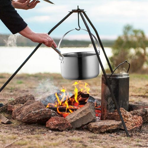  [아마존베스트]Wealers Camping Cookware Set 304 Stainless Steel 8-Piece Pots & Pans Open Fire Cooking Kit | Nonstick Frying Pan Steamer with Travel Tote Bag | Compact For Outdoors & Indoors Kitchen Famil