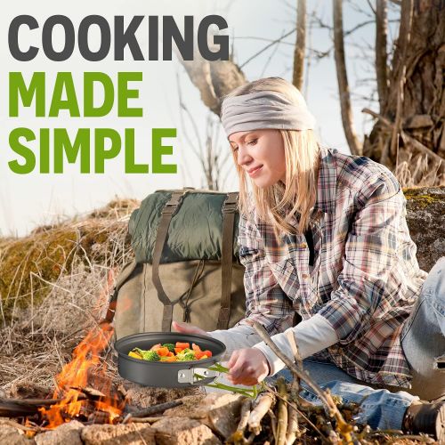  Wealers Camping Cookware 11 Piece Outdoor Mess Kit Backpacking Trailblazing add on Compact Lightweight Durable with Chef Pots, Bowls, Utensils and Mesh Carry Bag Included (11 Piece
