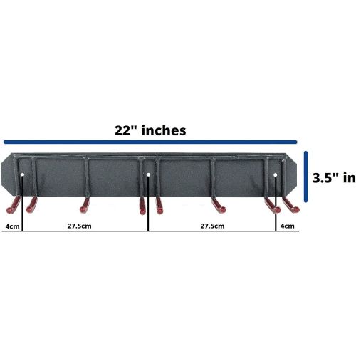  Wealers Wall Mounted Rack Organizer for Skis and Poles Heavy Duty Horizontal Wall Ski Rack Garage Storage with Metal Frame and Padded Hooks Indoors Outdoors Premium Wall Hooks (Large Holds