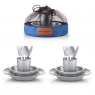 Wealers Unique Complete Messware Kit Polished Sta Unique Complete Messware Kit Polished Stainless Steel Dishes Set| Tableware| Dinnerware| Camping| Includes - Cups | Plates| Bowls| Cutlery| Comes in Mesh Bags