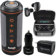 Bushnell Wingman 2 GPS Bluetooth Speaker with Included Wearable4U Ultimate Black Earbuds with Power Case and Wall/Car Chargers Bundle