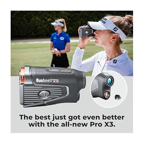  Bushnell PRO X3 / Pro X3+ (Plus) Advanced Laser Golf Rangefinder with Included Carrying Case, Carabiner, Lens Cloth, and Selected Wearable4U Bundle