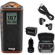 Bushnell Wingman View Golf GPS Bluetooth Speaker with Black Earbuds and Wall and Car Chargers Bundle