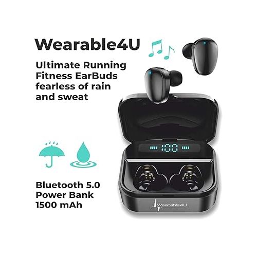  Wearable4U - Bushnell Wingman View Golf GPS Bluetooth Speaker with Ultimate Black Earbuds and Wall and Car Chargers Bundle