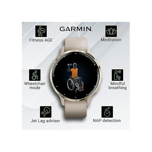  Wearable4U - Garmin Venu 3S GPS Smartwatch AMOLED Display 41mm Watch, Advanced Health and Fitness Features, Up to 10 Days of Battery, Wheelchair Mode, Sleep Coach, French Gray with Power Bank