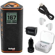 Wearable4U - Bushnell Wingman View Golf GPS Bluetooth Speaker with Ultimate White Earbuds and Wall and Car Chargers Bundle