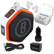 Bushnell Wingman Mini Orange/White GPS Bluetooth Speaker with Wearable4U Ultimate White Earbuds and Wall/Car Chargers Bundle