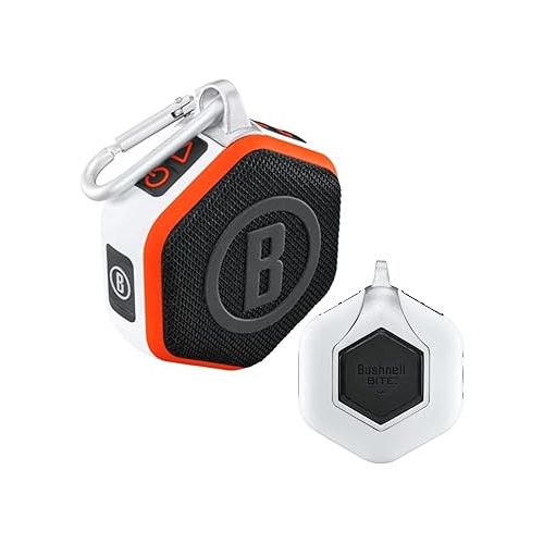  Bushnell Wingman Mini Orange/White GPS Bluetooth Speaker with Wearable4U Ultimate White Earbuds and Wall/Car Chargers Bundle