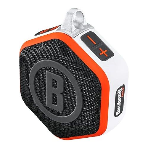  Bushnell Wingman Mini Orange/White GPS Bluetooth Speaker with Wearable4U Ultimate White Earbuds and Wall/Car Chargers Bundle